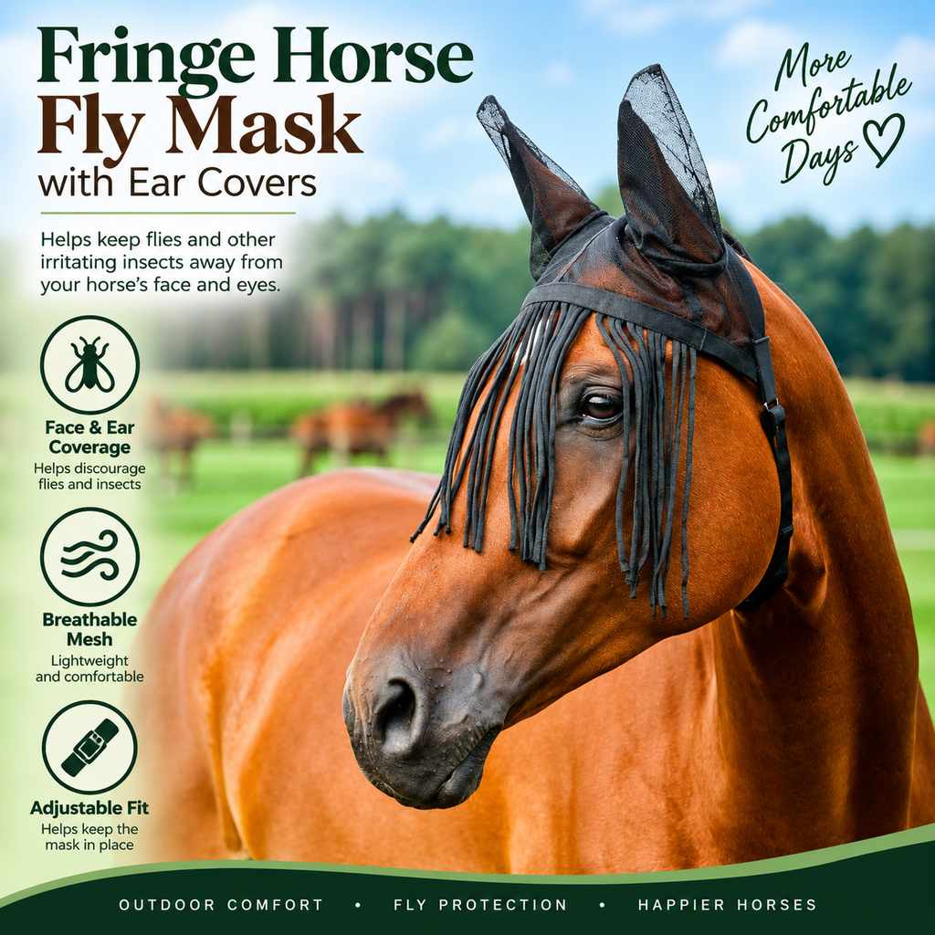 Fringe Horse Fly Mask with Ear Covers