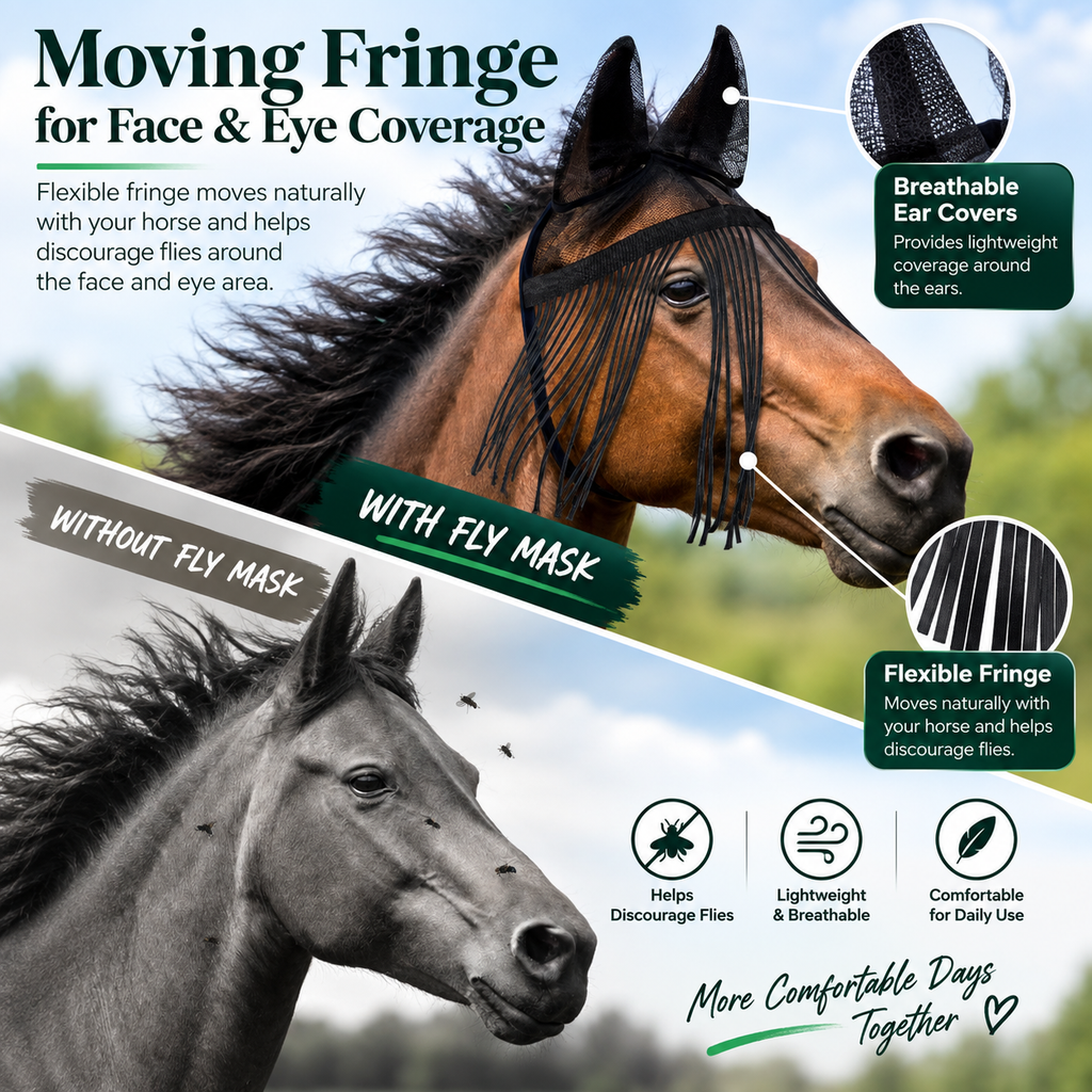 Fringe Horse Fly Mask with Ear Covers