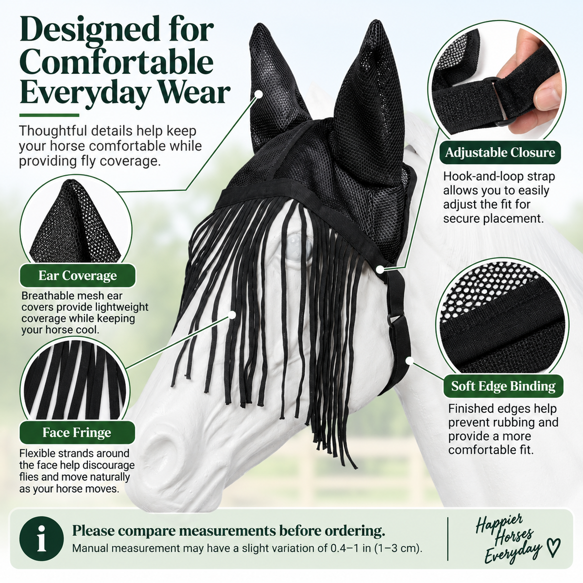 Fringe Horse Fly Mask with Ear Covers