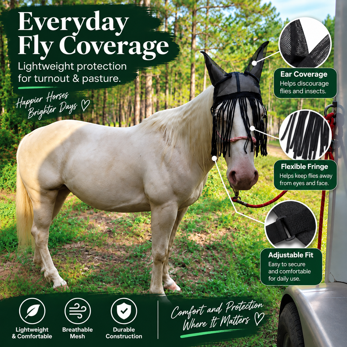 Fringe Horse Fly Mask with Ear Covers