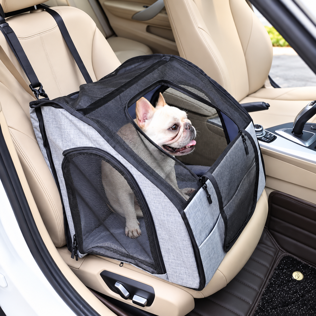 Portable Dog Car Carrier & Travel Crate - Foldable Soft Design