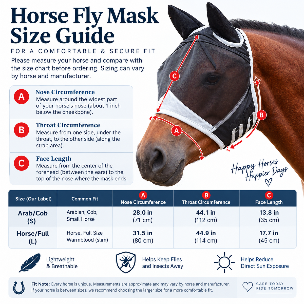 Comfort-Fit Mesh Horse Fly Mask with Ears