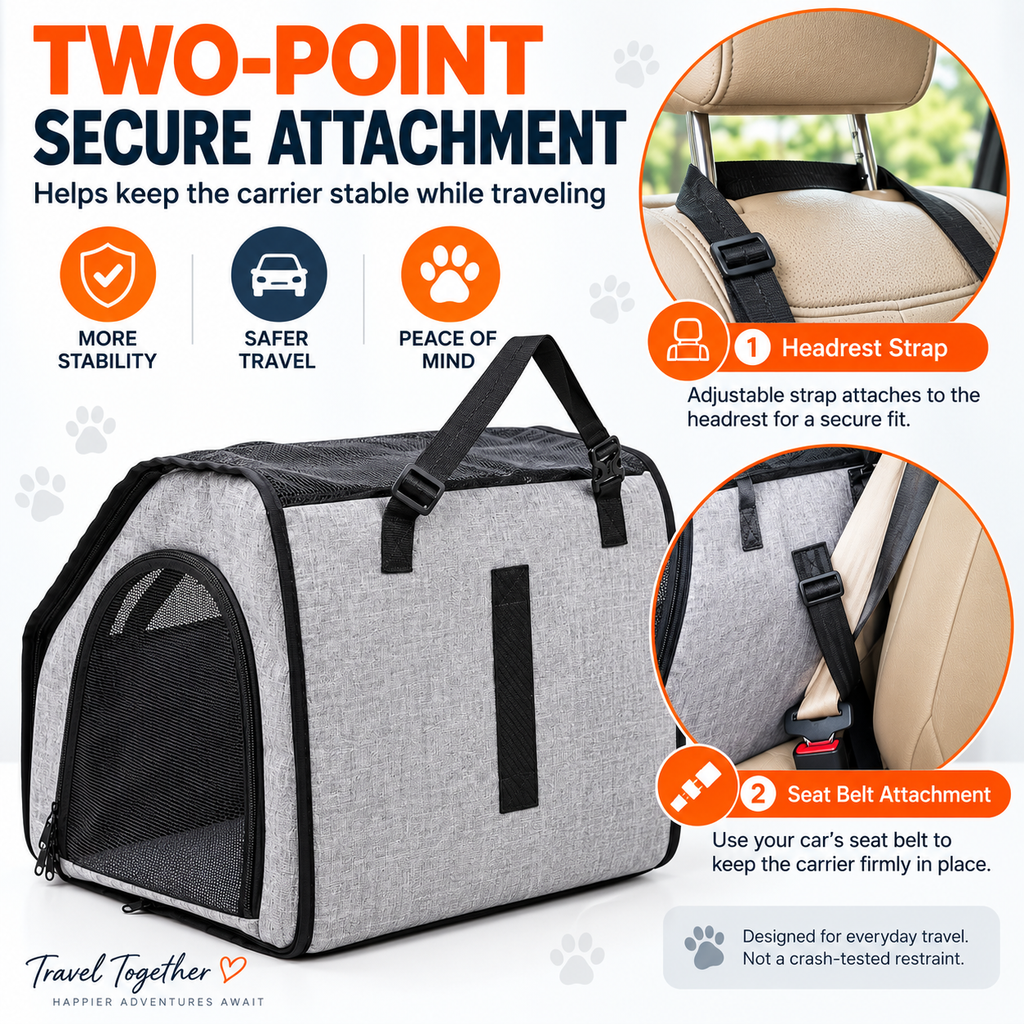 Portable Dog Car Carrier & Travel Crate - Foldable Soft Design